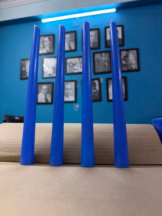 Set of 4 blue taper candle