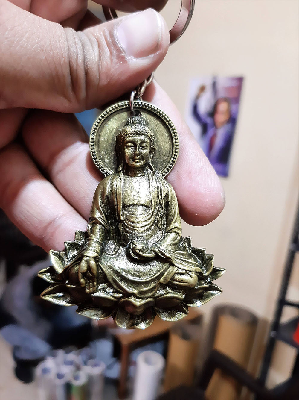 The Buddha Lotus Flower Metal KeyChain