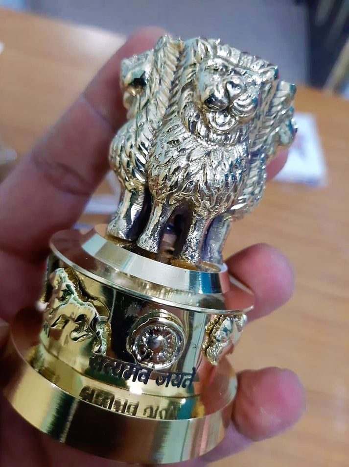 Handicraft Brass Ashok Stambh Emblem India Symbolizing Tathagat LIVE