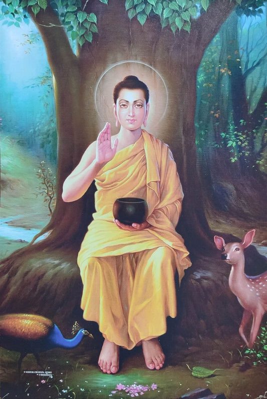 Gautam Buddha Poster Abhata Mudra (Pack of 2)