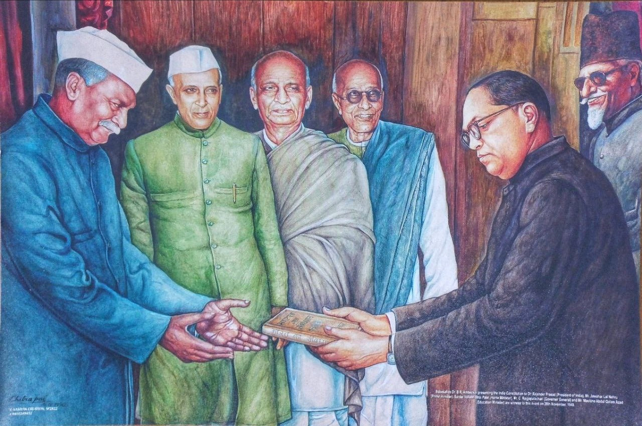 Dr. B.R. Ambedkar presenting the Indian Constitution Poster (Pack of 2)